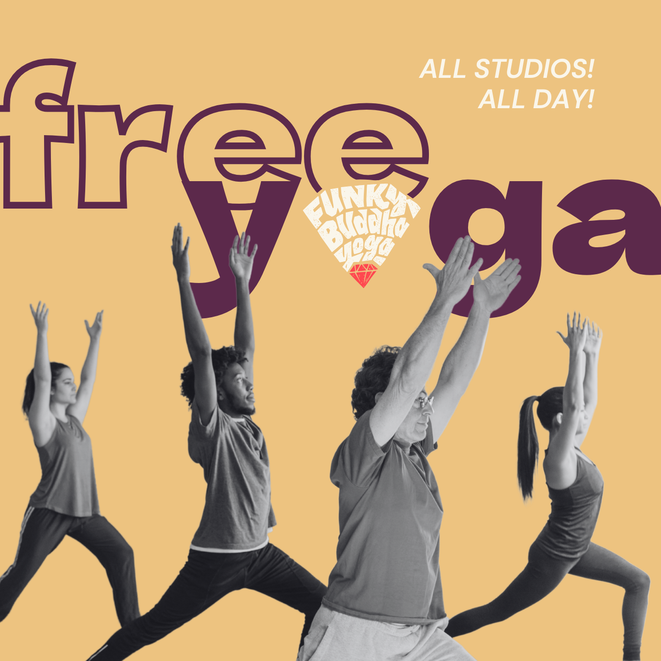 Free Yoga Day at Funky Buddha Yoga Hothouse—free classes all day at all studio locations in Grand Rapids and Holland, MI